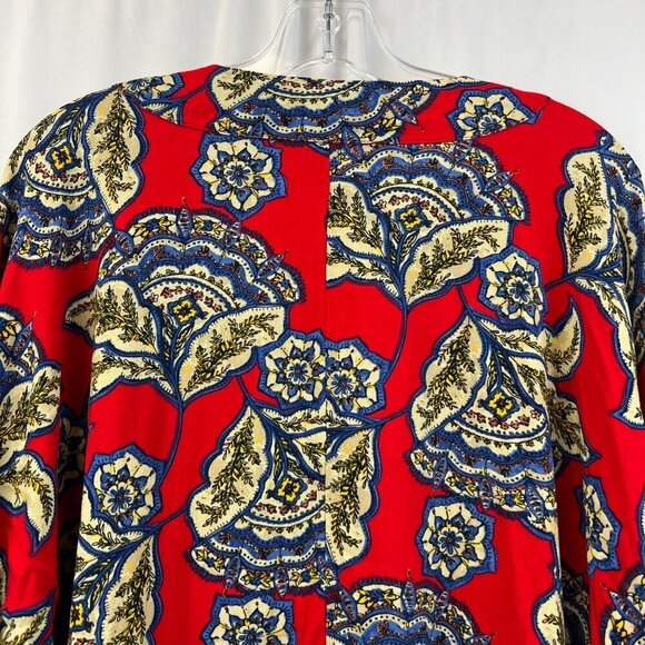 Maurices Womens Open Front Red/Multi Floral Kimono Bat Sleeves S/M - Picture 6 of 9